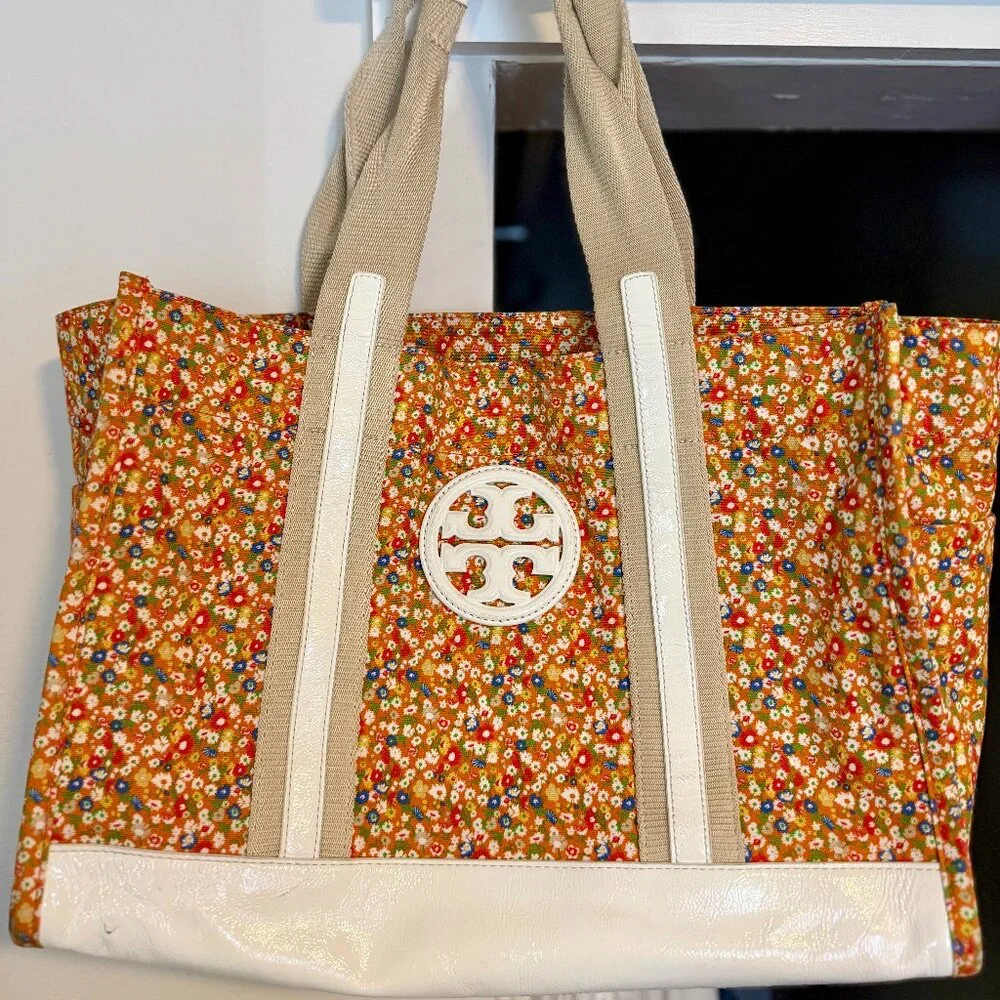 Tory Burch Printed Canvas Tote - Sprinkled Flowers - Picture 1 of 5